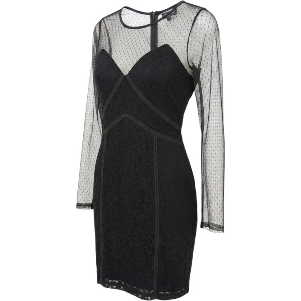 ASTR Whimsigoth Lace Point D'Esprit Mesh Long Sleeve Bodycon‎ Mini Dress NWT M